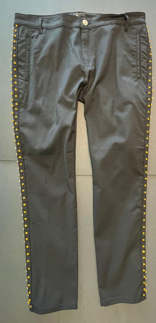 Men fashion black studded jeans