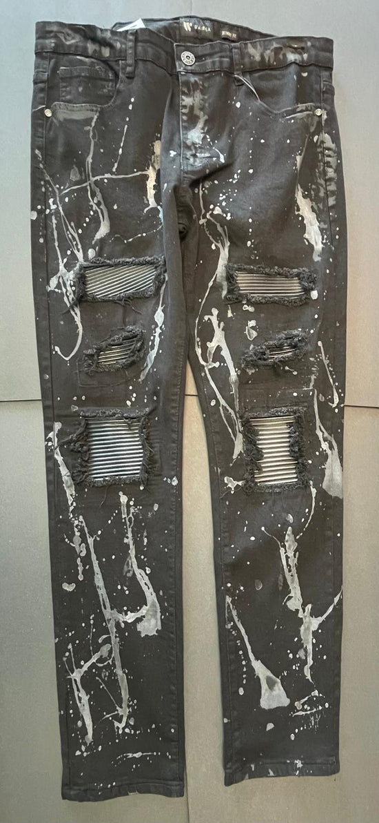Mens scoop paint splatter distressed jeans