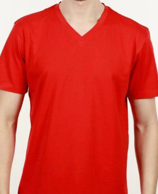 Luxury plain cotton V-Neck Tee