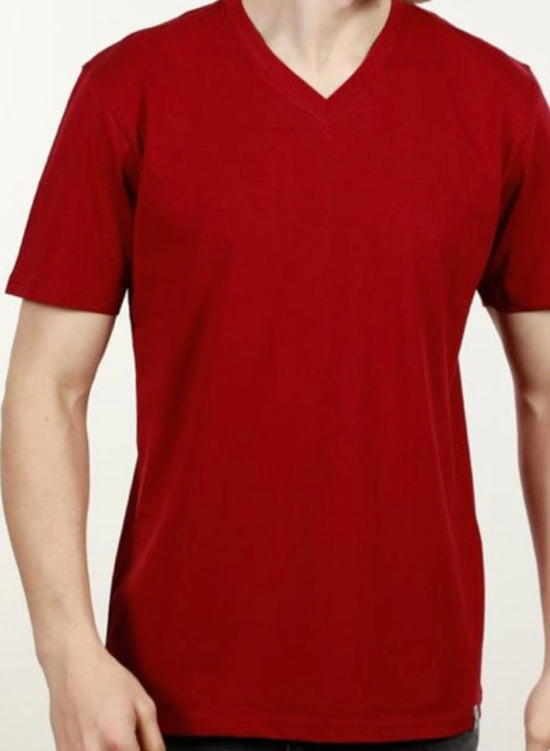 Luxury plain cotton V-Neck Tee for Men