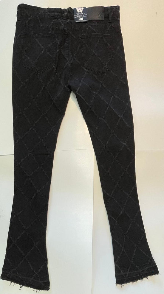 Stripe men bottom flair stack jean