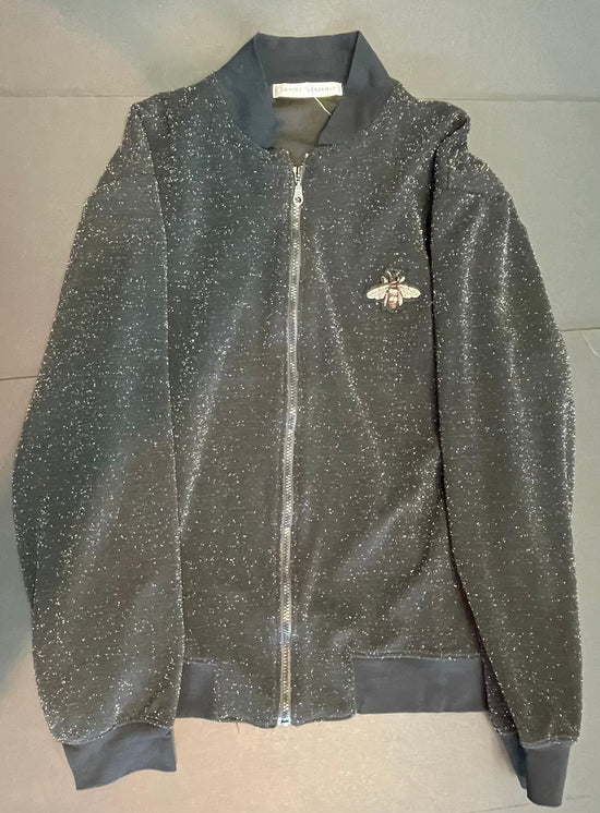 Black sweatsuit with sprinkle silver